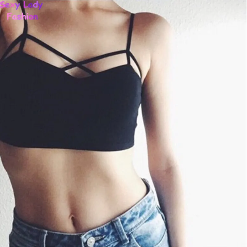 Sexy Cross Halter Bustier Crop Top Strappy Bra Tank Brandy Melville Tops Camisa Blusa De Renda