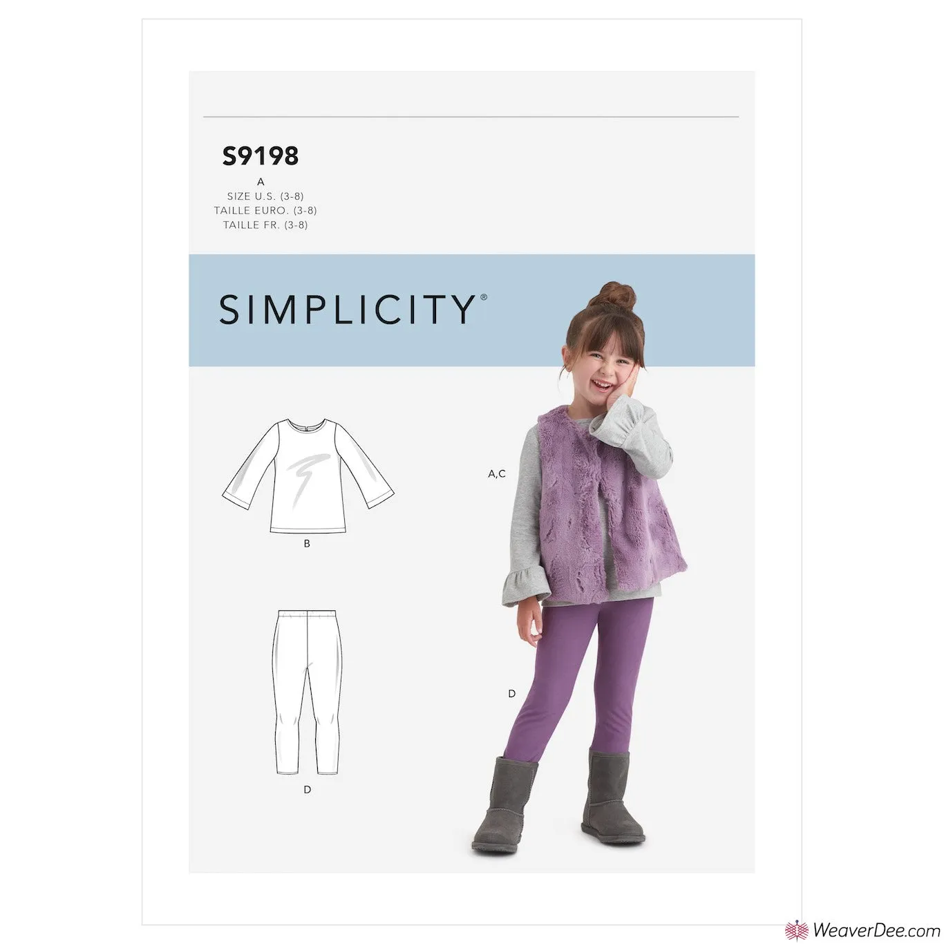 Simplicity Pattern S9198 Children's Tops, Vest & Leggings