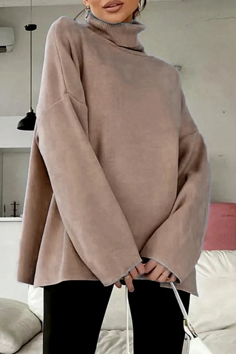 Simplicity Solid Turtleneck Tops