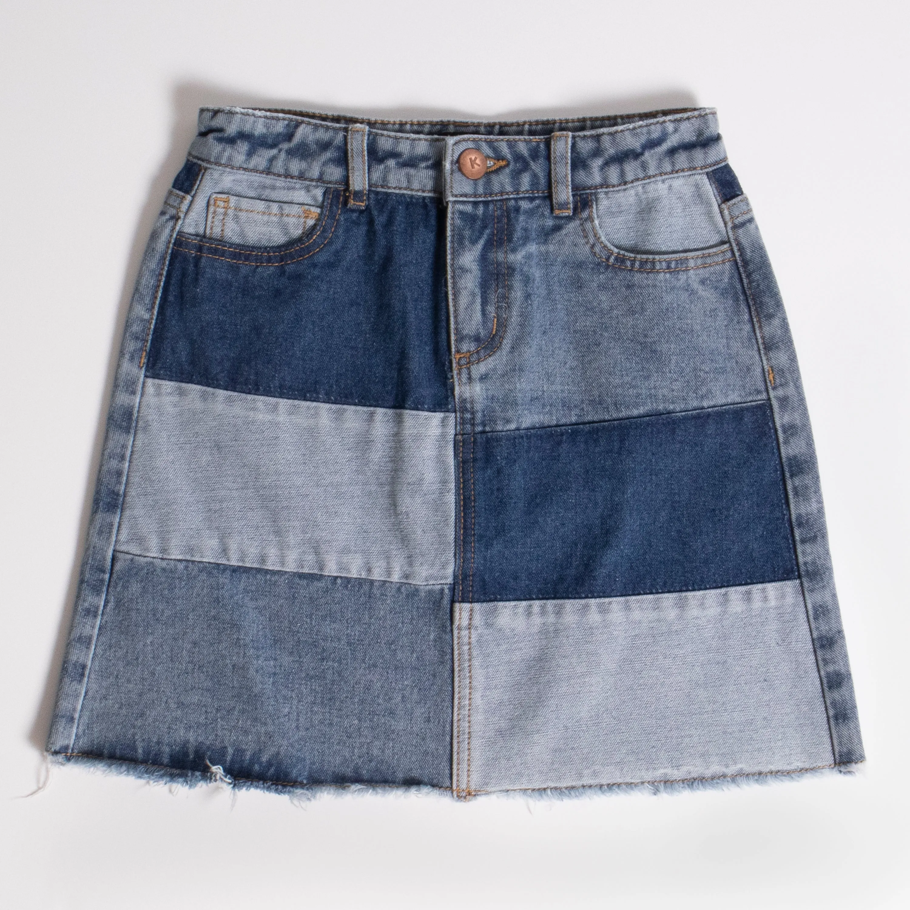 Split Stripe Denim Skirt