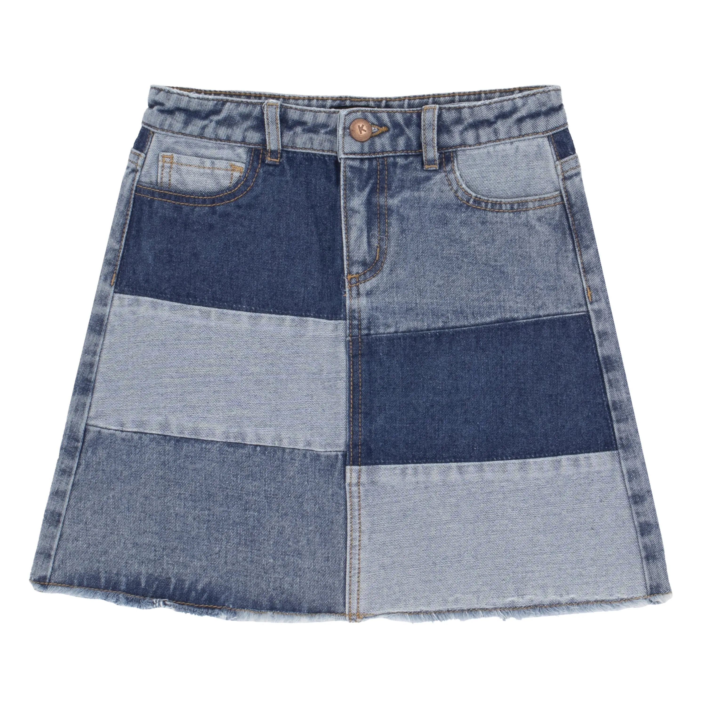 Split Stripe Denim Skirt