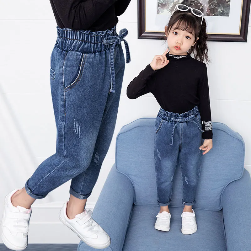 Spring And Autumn Girls Jeans Pants Girls Loose Jeans Pants