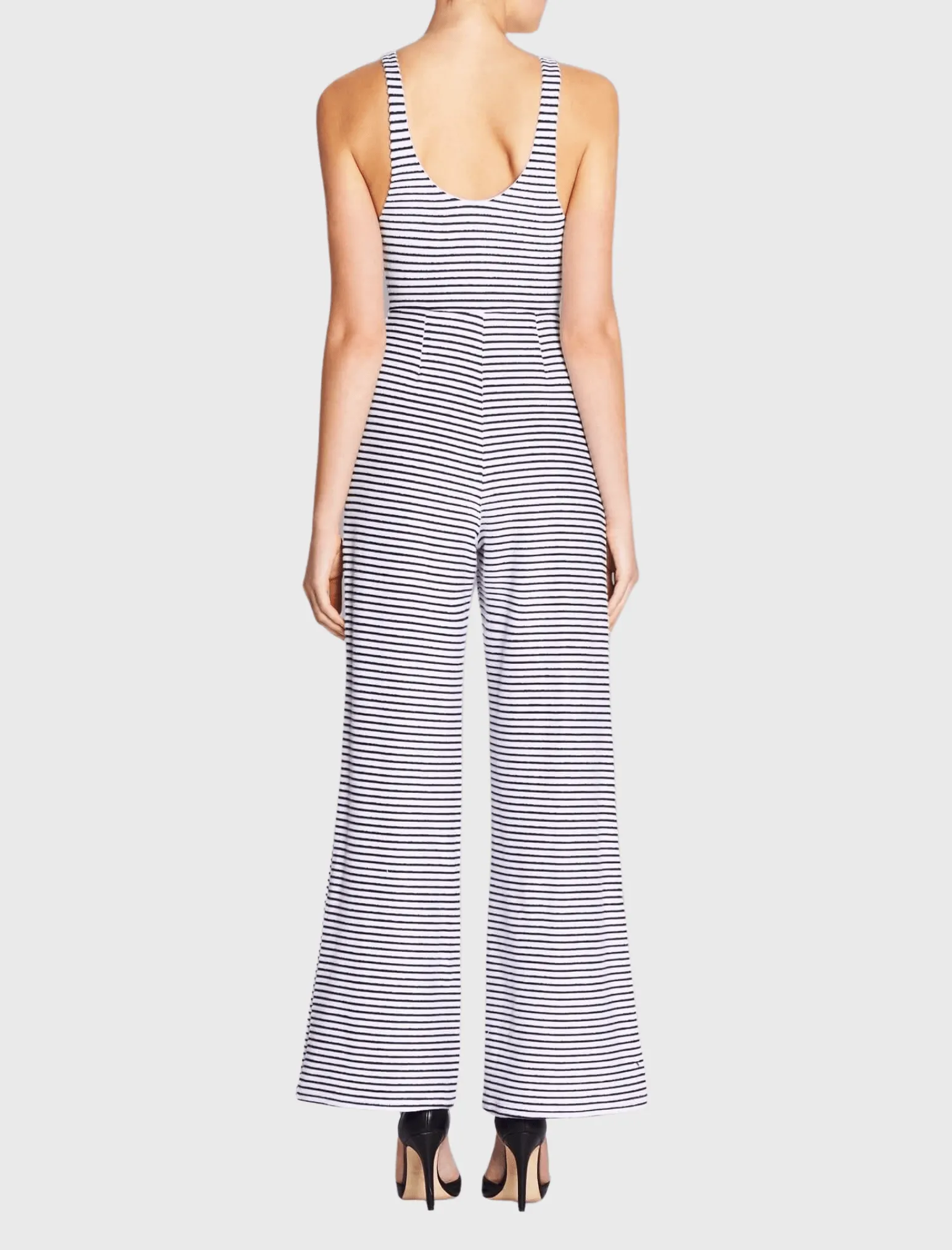 Stripe Lace Up Front Jumpsuit