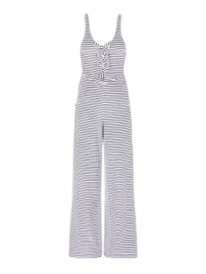 Stripe Lace Up Front Jumpsuit