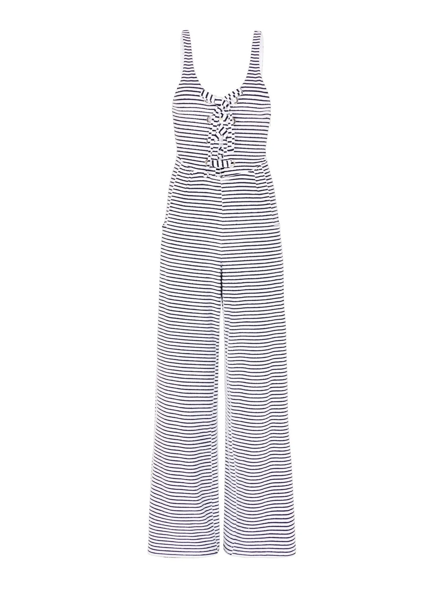 Stripe Lace Up Front Jumpsuit