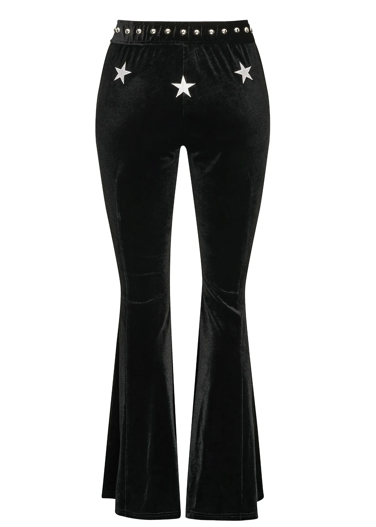 Studded Velvet Flare Pants Star Bell Bottoms