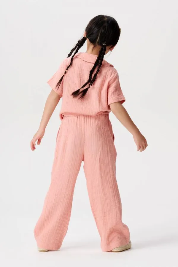 The Evadale Wide Leg Trousers - Rose - KIDS