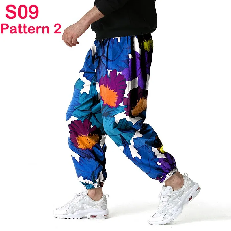 Traditional Nation Print Cotton Linen Joggers for Men yoga Harem Trousers for Men