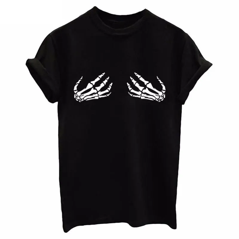 VenusFox Women's tops skull skeleton hands 3d pinting funny tops