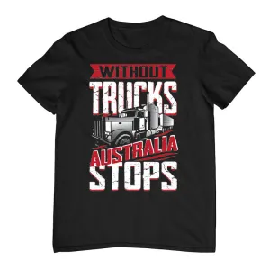 Without Trucks Australia STOPS! Childrens T-Shirt (Black)