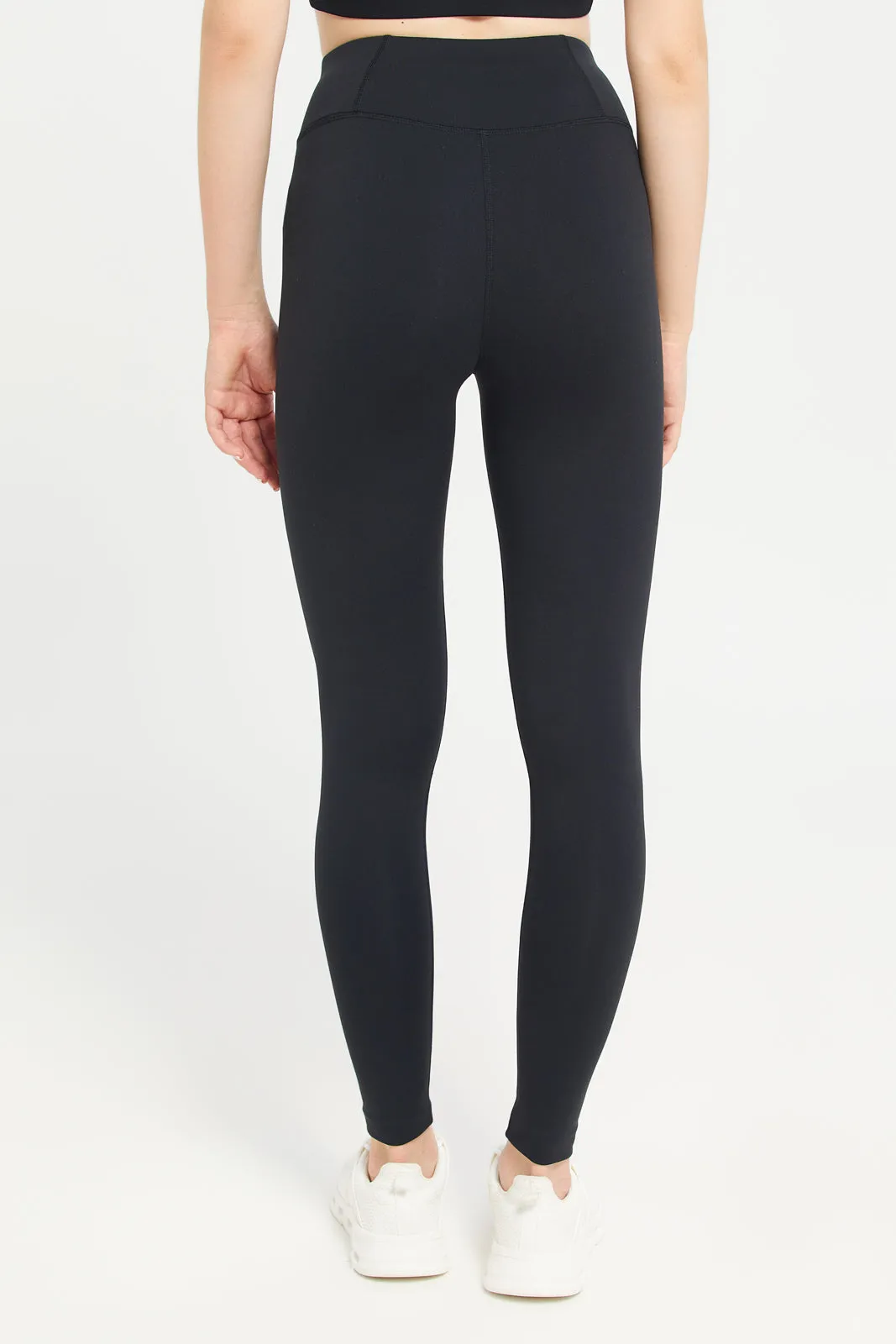 Women Black Printed Active Leggings