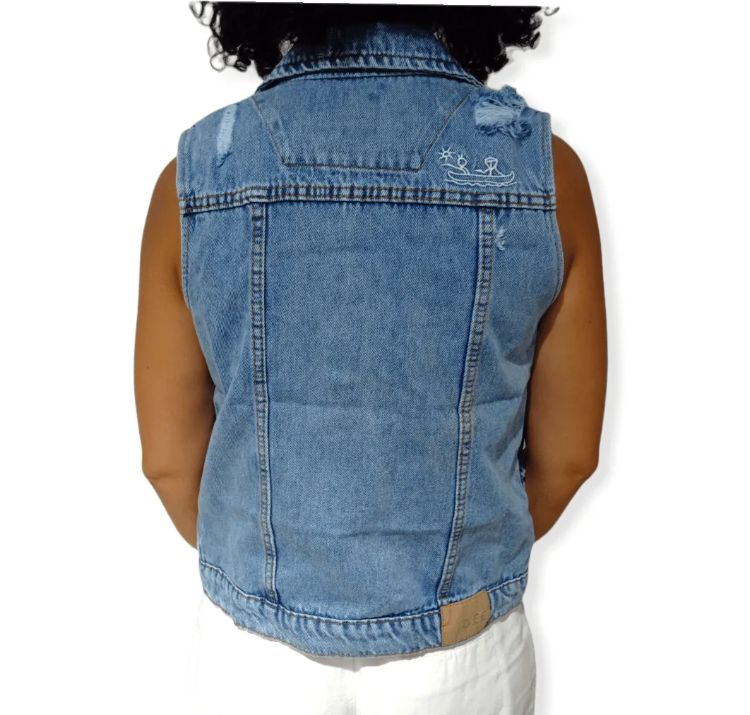 Women Jeans Vest - blue