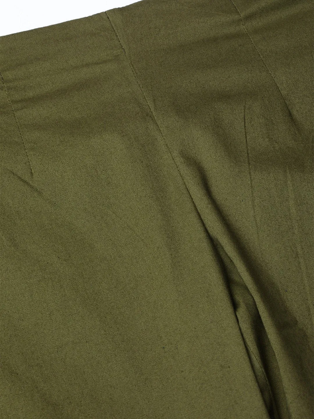 Women Olive Green Smart Slim Fit Solid Regular Trousers