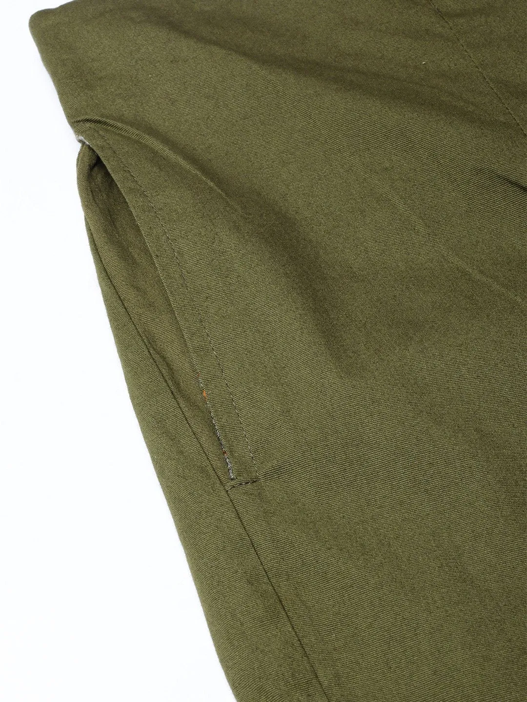 Women Olive Green Smart Slim Fit Solid Regular Trousers