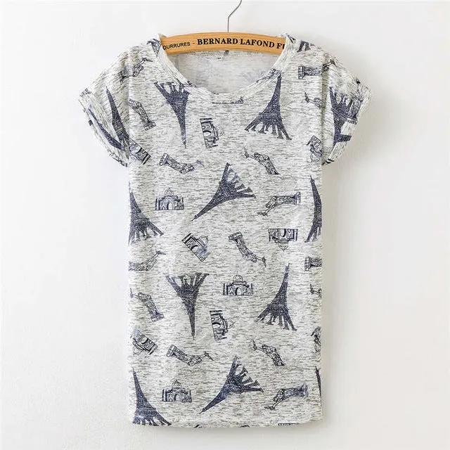 Women Plus Size Printed Hole T-shirt