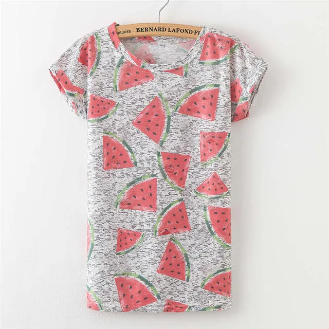 Women Plus Size Printed Hole T-shirt