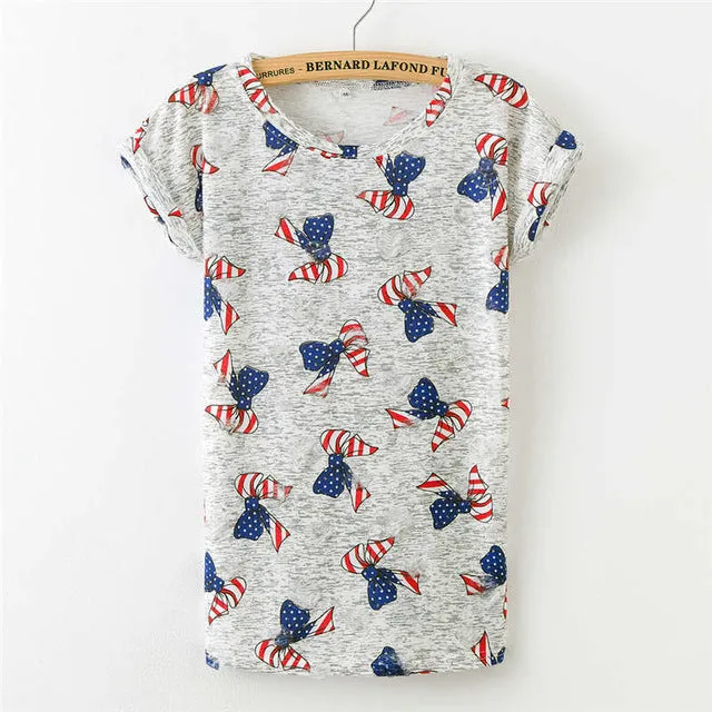 Women Plus Size Printed Hole T-shirt