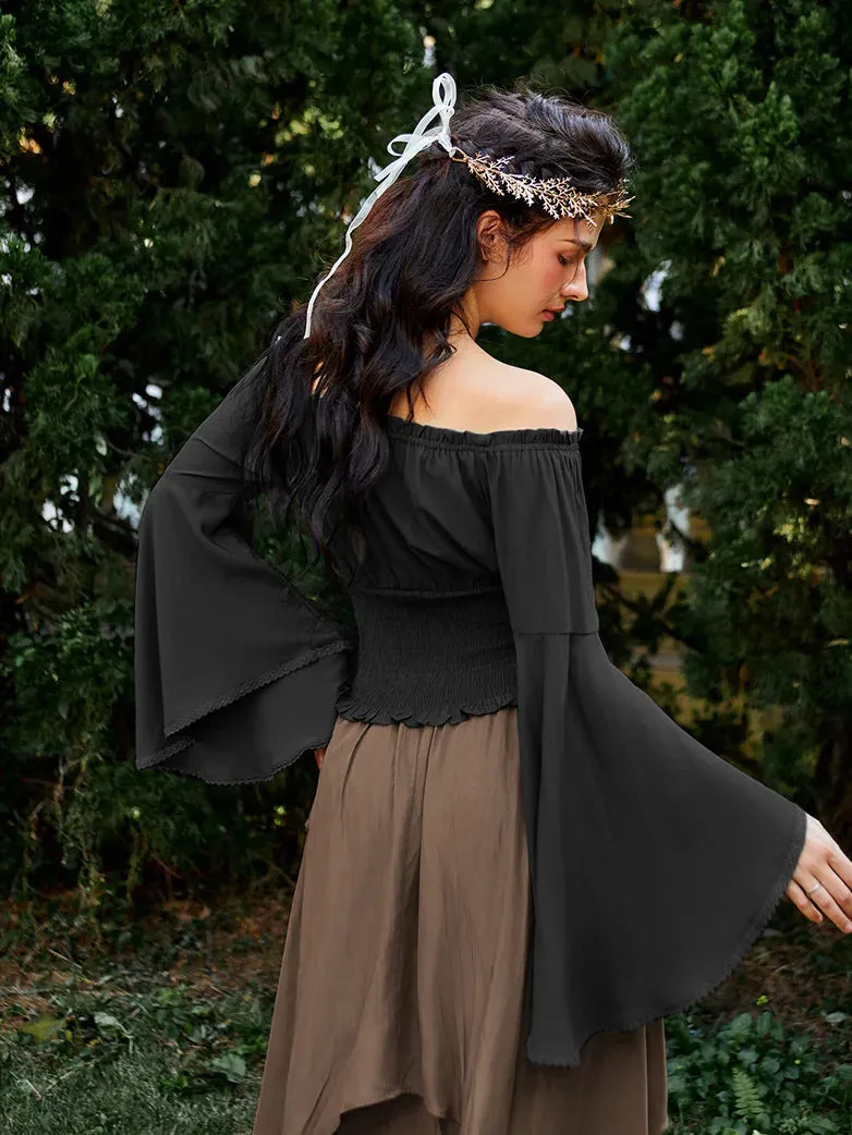 Women Renaissance Off Shoulder Tops Bell Sleeve Tops