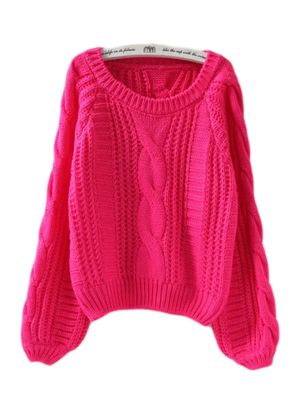 Women Sweaters And Pullovers Lantern Sleeve Short Sweater