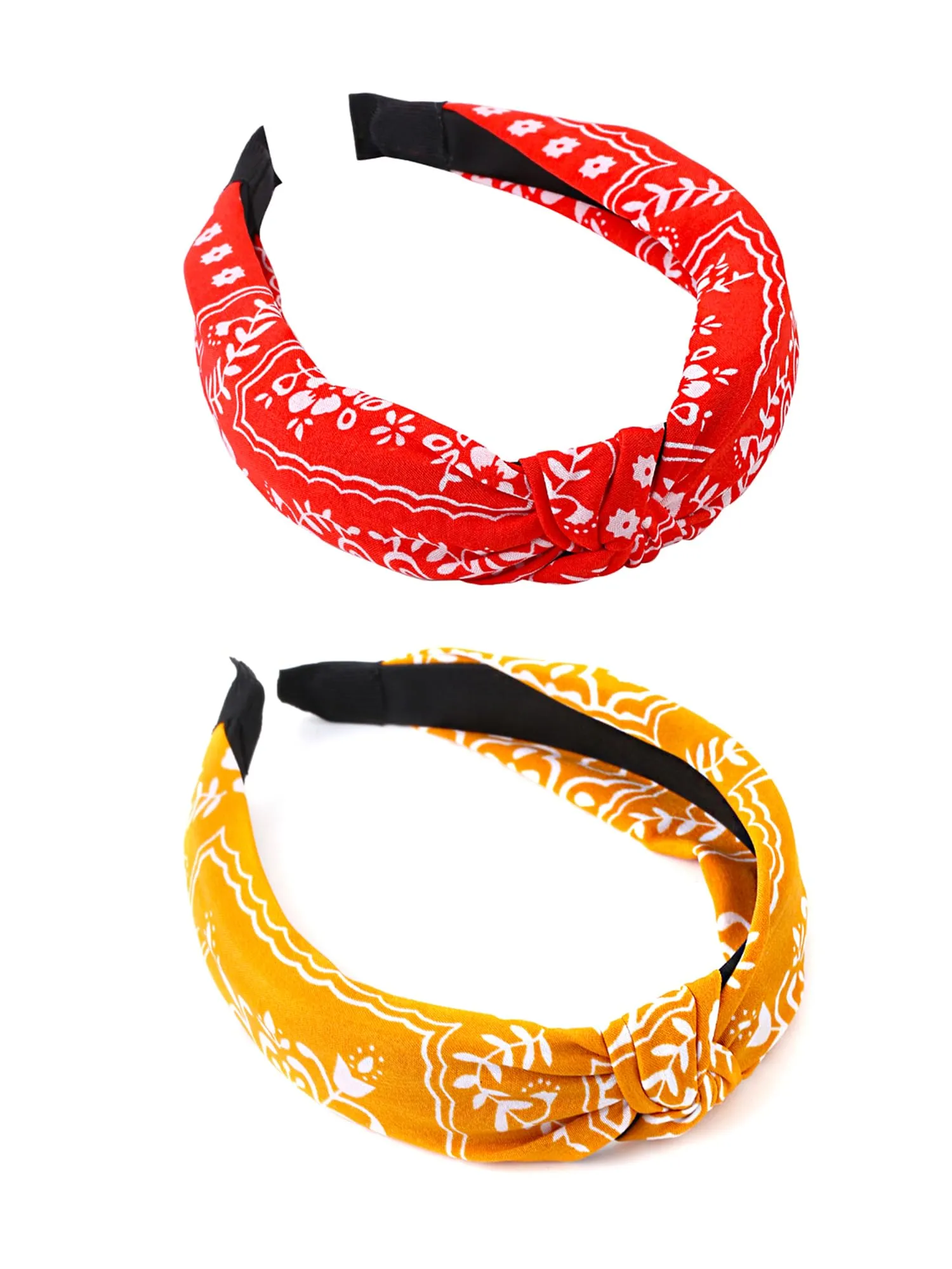 Yellow Chimes Hair Band for Women Girls Hair Accessories for Women 2 Pcs Headband for Women Knot Fabric Hair Band for Girls Twist Turban Headband Cross Knot Hair Bands Elastic Hair Accessories