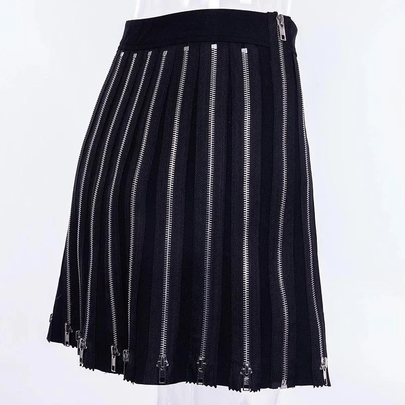 Zipper Happy High Waist Mini Skirt