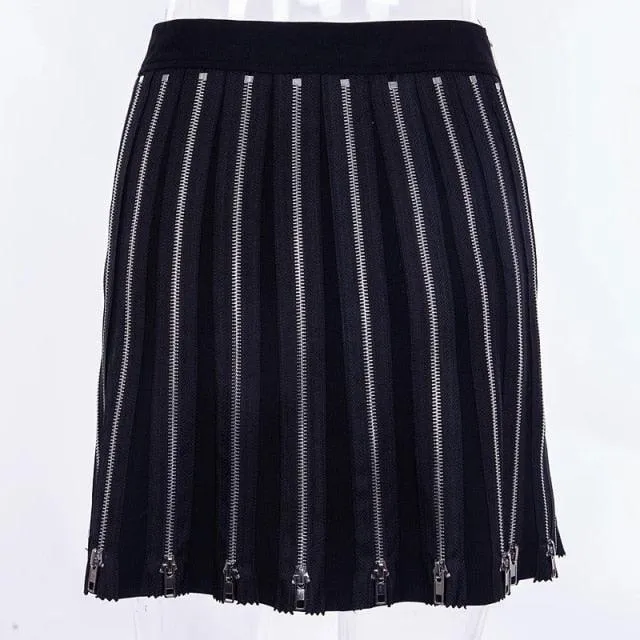 Zipper Happy High Waist Mini Skirt